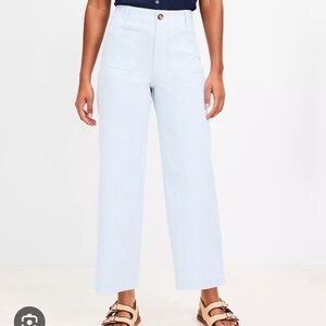 LOFT Blue Striped Wide-Leg Pants